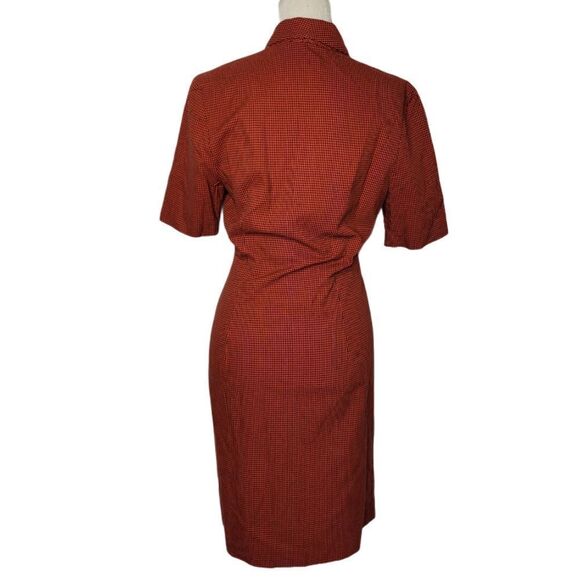 VINTAGE 80s does 50s dress Basco red collared plaid check S - Picture 3 of 11